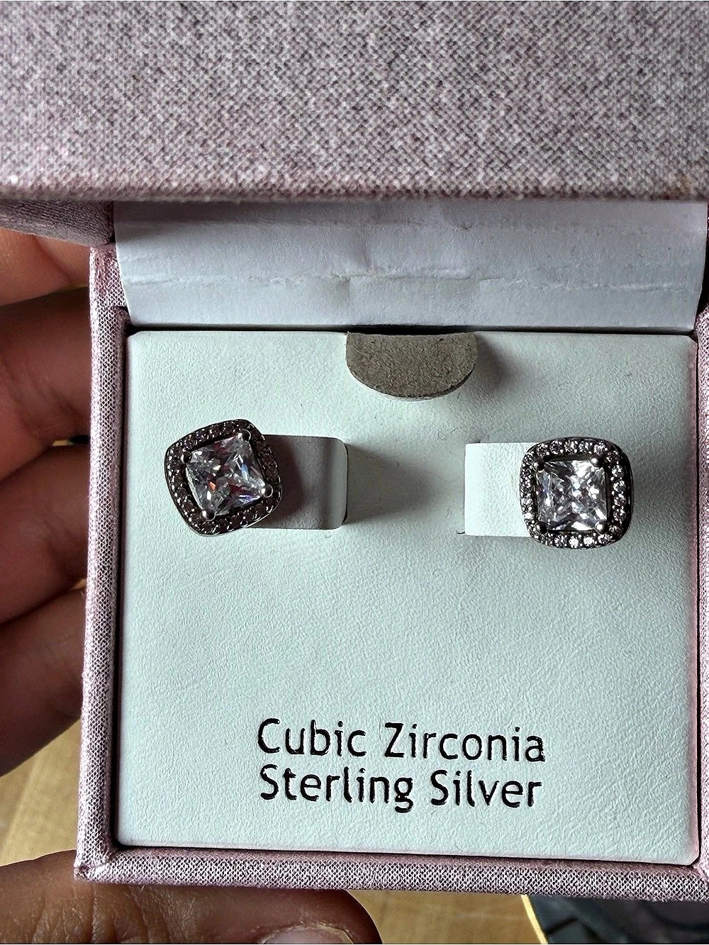 Cubic Zirconia Sterling Silver Stud Earrings